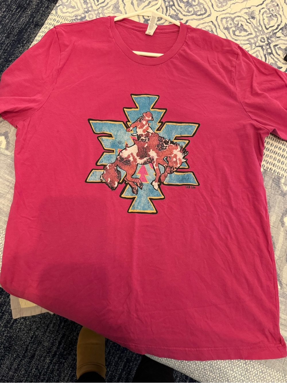 Women’s Boutique Pink Graphic Short-Sleeve Tee with Rodeo Bucking Horse